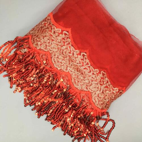 5 yards/Lot Red Sequin Lace Ribbon Sparkly Lace Trim Glitter Fabric for Bikini Clothes Dress Stage Party Wedding DIY Decoration