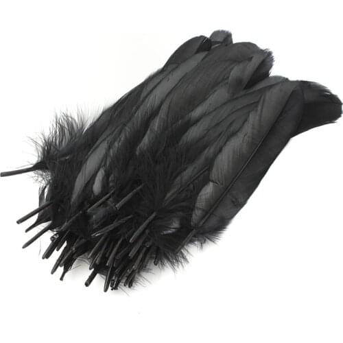 50pcs/lot Natural Large Black Goose Feather 15-25cm For Craft Hats Embellishments Floral Arrangement Material Accessories