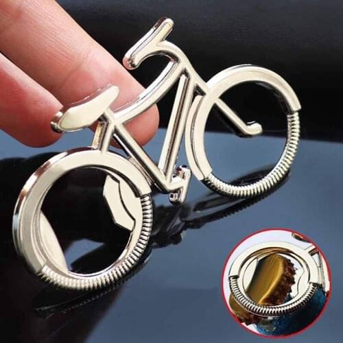 6 Pieces Bicycle Bottle Opener Novelty Metal Bike Shaped Beer Bottle Opener Tools Keychain Key Ring for Men Women Silver