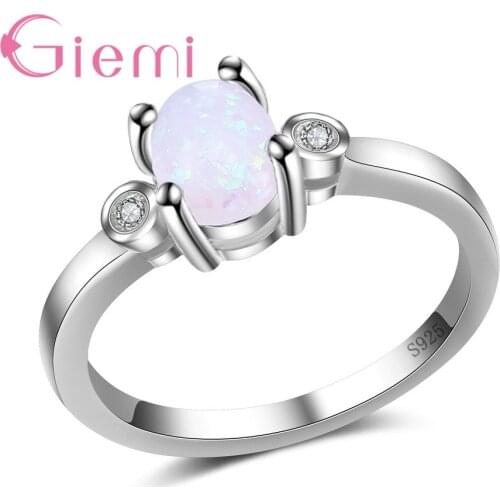 Authentic 925 Sterling Silver Delicate Colorful Opal Rings for Women Engagement Anel Luxury Birthstone Jewelry Gifts