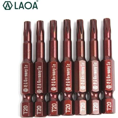 1 Pieces LAOA Torx Slotted Electic Screwdriver Bits S2 Alloy Steel T15/T20/T25/T30 S3mm/4mm/5mm/6mm Screwdriver Bits