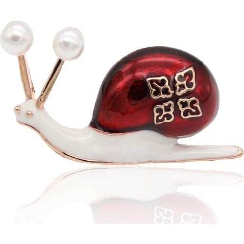 Fashion Women Enamel Snail Brooch Pin Paint Animal Brooches Broches Imitation Pearl Insect Scarf Lapel Pins Office Accessories