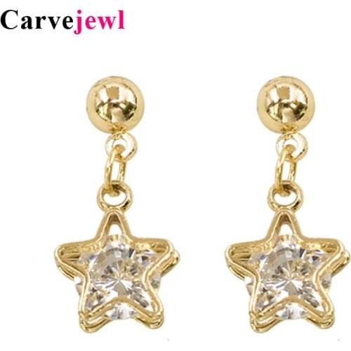 Carvejewl high quality triangle Drop Earrings for Women Lady 5 pointed star Cubic Zircon Crystal small Ear Jewelry Free Shipping