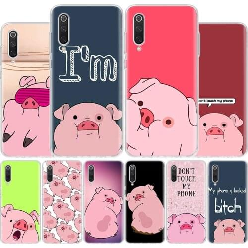 Cute PINK Pig Cartoon Cover Phone Case For Xiaomi Note 10 Mi 11 9 8 CC9 5X 6X 9T 10T A3 Poco X3 NFC F1 Pro Lite + Coque A1 A2