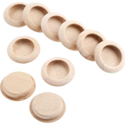10Pcs Wooden Concealed Knob Furniture Handles Kitchen Cabinet Drawer Knobs Cupboard Closet Door Wood Pulls Furniture Hardware