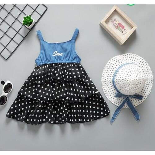 Summer girls dress kids casual cotton print dresses for baby girl fashion cute dress clothing children denim dress 2-6 years new