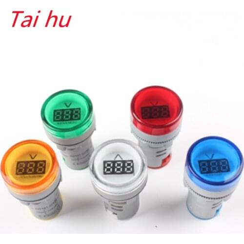 DIY Mini Digital Voltmeter 22mm Round AC 12-500V Volt Voltage Tester Meter Monitor Power LED Indicator Pilot Lamp Light Display