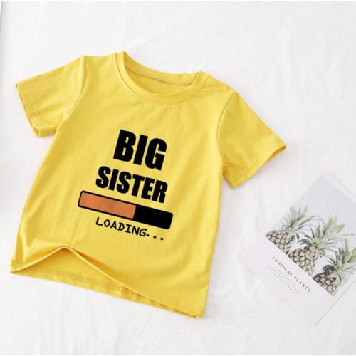 24M 3T 4T 5T 6T 7T 8T 9T Big Brother Girls Clothes Novelty Sister Print Kawaii Baby Girl Shirts Boys T Shirts Cute Kids T-shirt