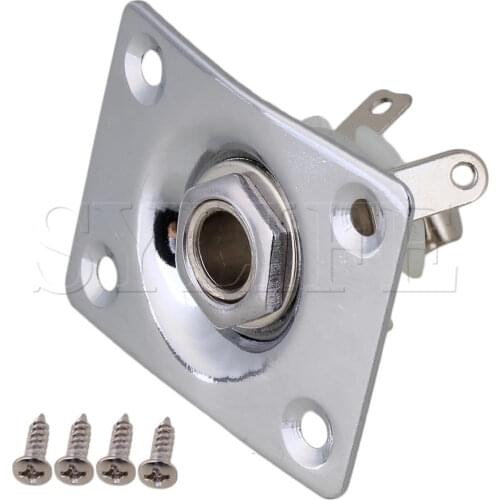 CHROME Metal Dented Output Plate w/ Jack for Guitar