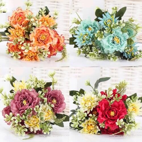 Artificial peony party decoration | vintage silk flowers, small fake roses wedding flowers, new year supplies, home wedding deco