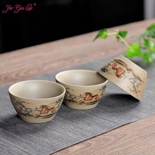 JIA-GUI LUO Purple Clay Teacup 50ML 1 Set of 3 Cups Teacup Kitchen Dining Bar tea set teacups I028