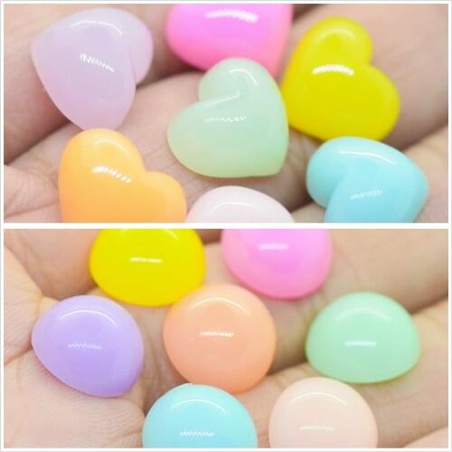20PCS Candy Color Flat Back Heart Cabochons,Scrapbook Card Making Embellishments,Earrings Handcrafting Supplies-Randomly Mixed