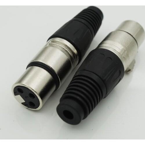 20pcs/lot Cannon Female 3-Pins 3 P XLR Connector XLR Balance Plug for Microphone Mixer KTV Black Colour Free Shipping