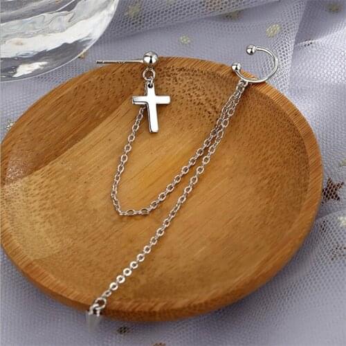Cross Drop Statement Earrings For Women Men Simplicity Vintage Goth Chain Pendant Unusual Earring Street Snap Party Punk Jewelry