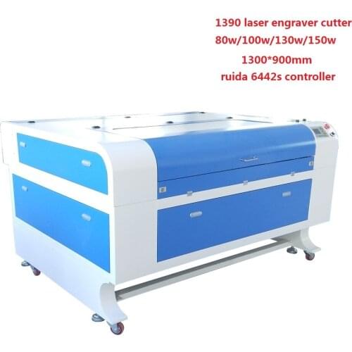 80w 100w 130w 150w laser cutting machine 1390 with ruida 6442s Motorized platform 1300*900 laser engraver cutter for nonmetal