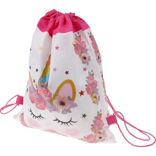 Hot sale Unicorn Drawstring bag for Girls Travel Storage Package Cartoon School Backpacks Children Birthday Party Favors