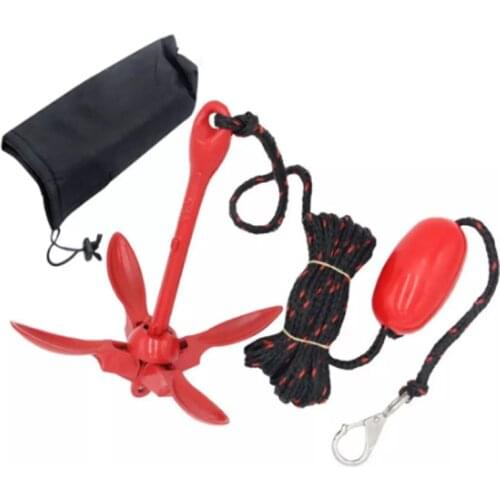 Boat Folding Anchor Buoy Kit Portable Complete Grapnel Anchor System With Storage Bag