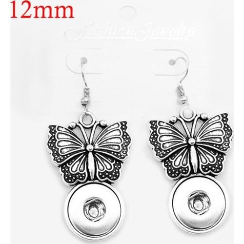 MF622 NEW Butterfly 12mm Snap button Earring DIY JEWELRY