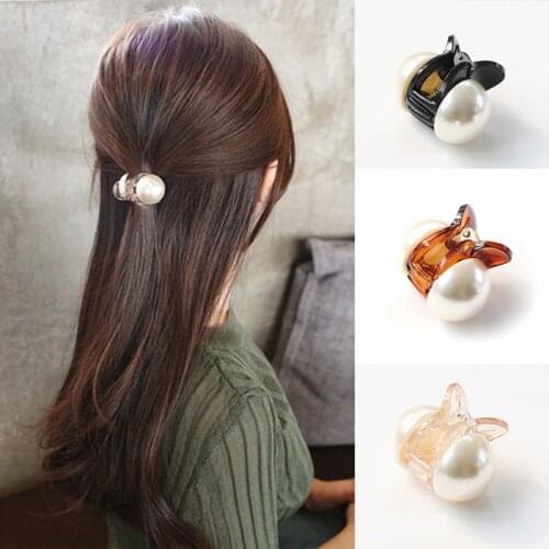 Korean Sweet Mini Round Pearl Hairpins For Women Girls Hair Claw Barrettes Hair Crab Clips Styling Make UP Tool Hair Accessories