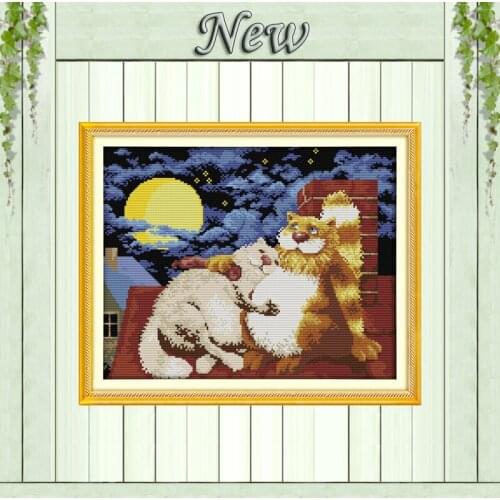 Cat lovers monn animal diy decor painting Counted print on canvas 14CT 11CT chinese Cross Stitch Needlework kits Embroidery Sets