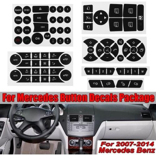 Set Car Button Repair Sticker Steering AC Window Decals Stickers New For Mercedes For Benz 2007-2014 Button Repair Sticker Decal