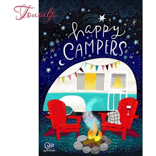 TOUOILP NEW 100% Full Square&Round Drill Diamond Embroidery Happy campers 3D Diamond Painting cross-stitch Mosaic kits Wall