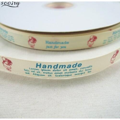 New arrival 13mm "Handmade" printed satin ribbons 20yards DIY hairbow ribbon Handmade Craft Gift Wrap Tapes 20 yards YM-44