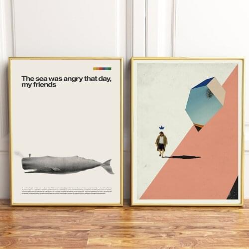 Poster Mid Century Whale The Big Lebowski Wall Art Canvas Painting Nordic Inspirational Movie Picture For Living Room Decoration