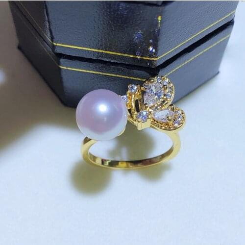 Butterfly Shape Ring Base Mountings Findings Settings Adjustable Ring Jewelry Parts Fittings Accessories for Pearl Beads Stones