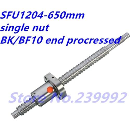 1204 Ball Screw SFU1204 650mm Rolled Ballscrew with single Ballnut for CNC parts BK10 BF10 machined