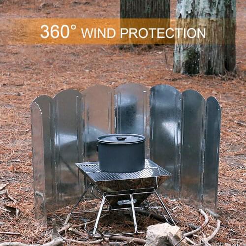9 Plates Foldable Gas Stove Windshield Outdoor Camping Cooking Burner Windproof Screen Aluminium Alloy Outdoor Stove Wind Shield