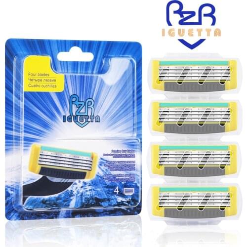 IGUETTA 2021 4pcs Razor Blades Men Shaving Razor for Men Face Hair Removal Sharp 4-Layer Shaver Blade Tool New Safty Razor