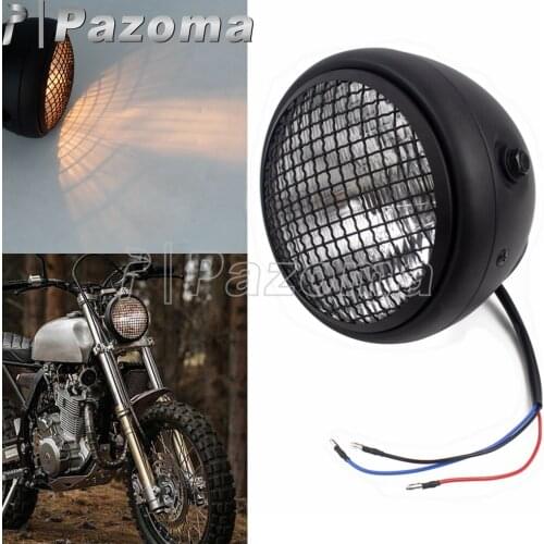 Universal Motorcycle Headlight Bulb H4 12V 60/55W 6.5" Grilles Retro Headlamp Lights For Harley Cafe Racer Bobber Chopper Custom