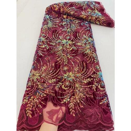 Nigerian Lace Fabric With SYJ-2986821 Sequins African Net Lace Fabric Lace For Wedding