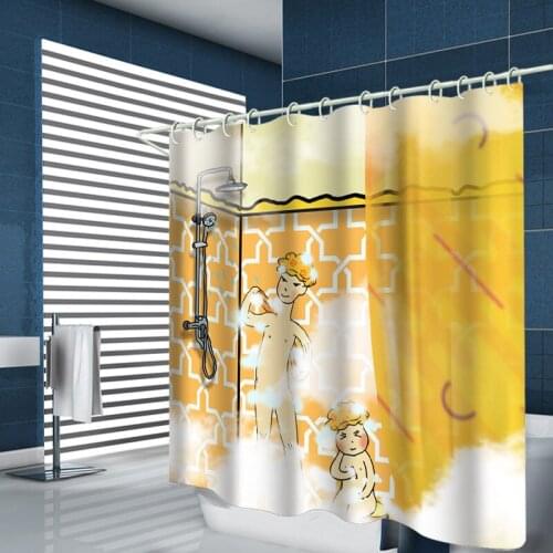 Bathroom Shower Curtain And Hook Rainbow Classic Polyester Cute Style Parent-child Time Shower Curtain