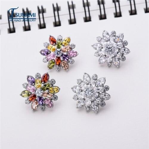 Zircon stone flower silver color earrings female fashion jewelry Korean fashion temperament earrings hot sale ER-166