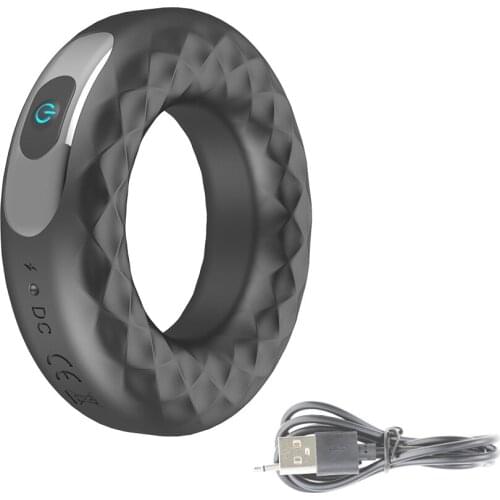 Silicone Cock Ring Vibrator Vibrating Penis Ring Dick Erection Sperm Lock Delay Ejaculation Sex Toys For Men USB Charging