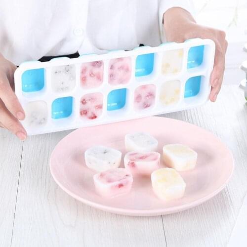 1piece 14 Grid Silicone Ice Cube Tray Molds With Lid Maker Color 4 Cocktail DIY Juice Mould Desert Square C7M2