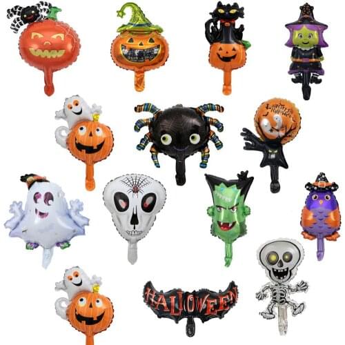 10pcs Mini Halloween Balloons Spider Skull Globos Halloween Decoration Air Balloons Pumpkin Ballon Inflatable Toy Party Supplies