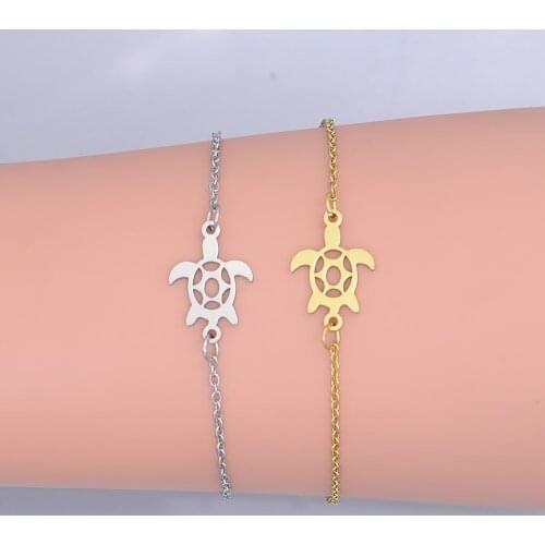 100% Stainless Steel Dainty Sea Turtle Charm Bracelet For Women Wholesale Never Rust Amazing Quality High Polished Bracelets