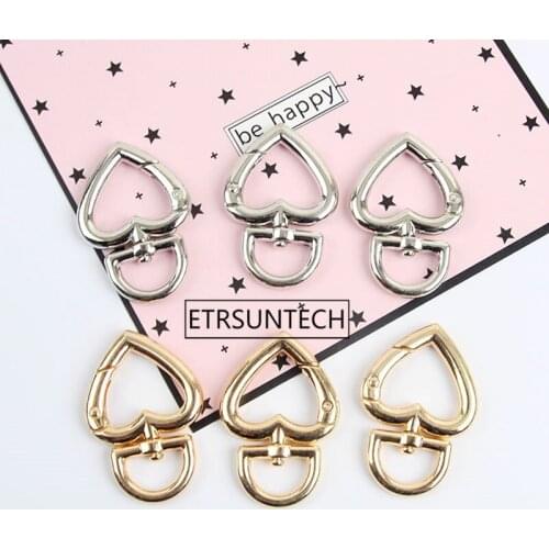 1000pcs Heart Metal Buckles For Bag Handbag Strap Snap Hooks Keyring Dog Collar Swivel Trigger Clips DIY Leather Crafts