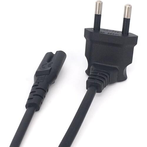 Eu Korea 2 Prong 4.8mm Pin Right Angled To IEC320 C7 Power Lead Cable for TV LED Samsung Philips Sony AC Firgure 8 Adapter Cord