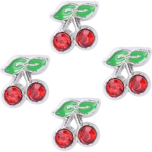 20Pcs/Lot Red Cherry FLoating Charms Finding Glass Locket Gift For Women Jewelry Acessories