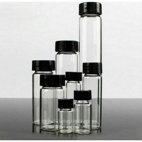20pcs 3/510/15/20/30/40/50ml Lab Clear Glass Sample Bottle Clear Reagent Vial with Screw Plastic Cap and PE Pad