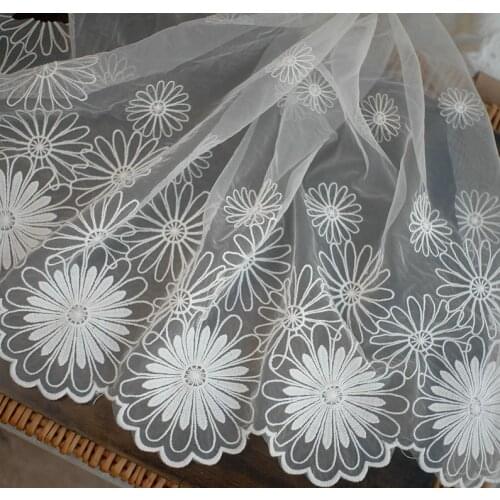 5yard Sunflower white Mesh Lace Embroidery DIY Handmade Materials Clothing Accessories