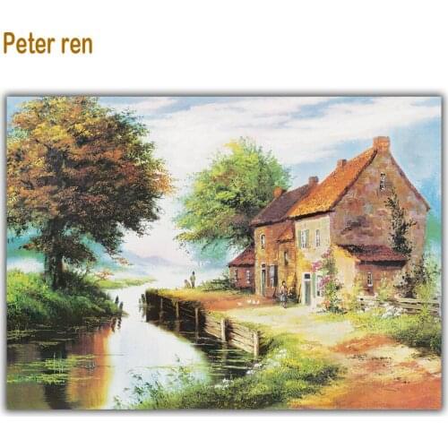 Peter ren Farm Fishing Diy Diamond painting VOGUE Diamond embroidery Full coverage square diamond mosaic rhinestones Landscape