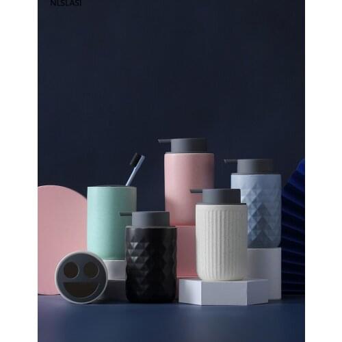 Antibacterial and sterilizable ceramic hand sanitizer bottle Nordic press sub-bottling, bathroom toilet shower gel
