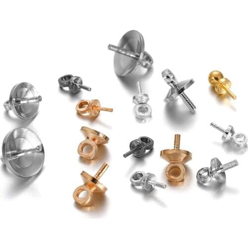 50-100pcs 3-8 mm Brass Eye Pin Pearl Pendant Charm Connector Bail For Diy Jewelry Making Findings Accessories Supplies Wholesale