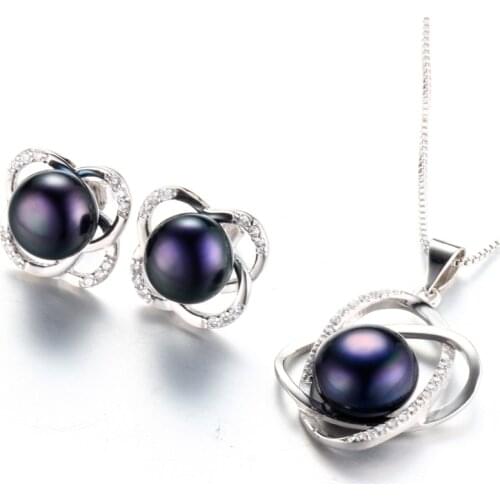 Dainashi Natural Freshwater Pearl 925 Sterling Silver High Jewelry Set Twisted Geometric Stud Earring Pendant Necklace for Women