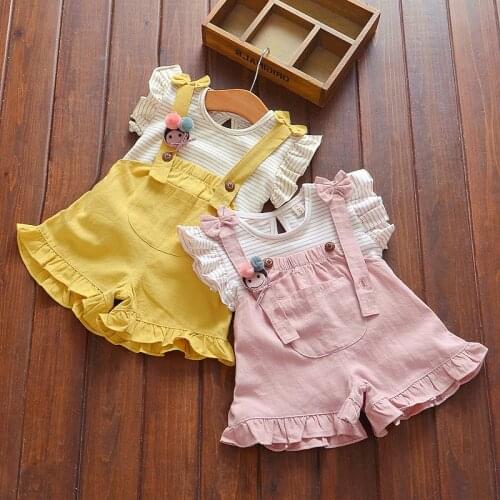 Baby Girl Clothes Kids Shorts Sets Children Fly Sleeve Tops Summer Cute Outfit Pants Set Ropa Verano Pantalones Cortos Para Bebe